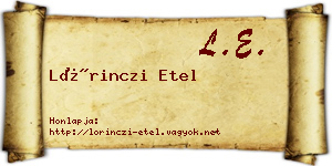Lőrinczi Etel névjegykártya